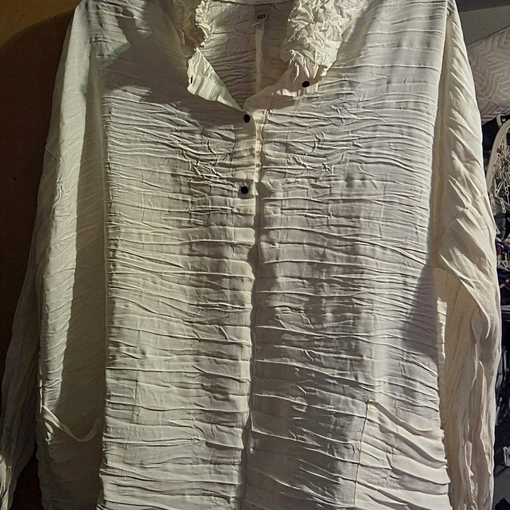 Chic Cream Ruffled Blouse - Picture 6 of 7